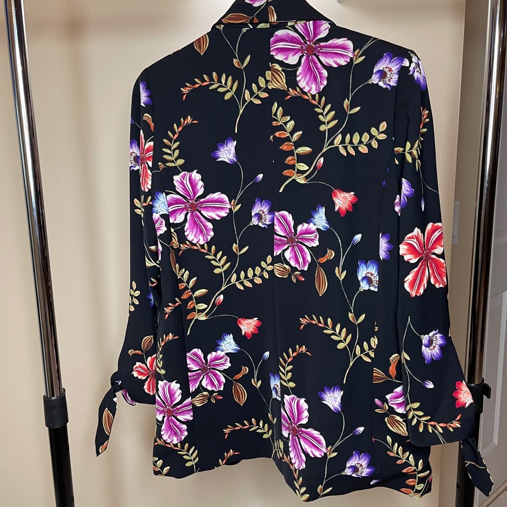 Express Blazer Black Multi- colored floral